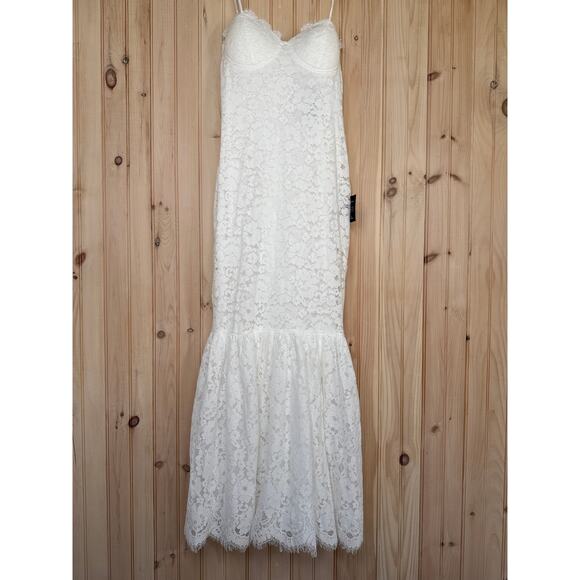 Lulus Dresses & Skirts - NWT Lulus Instinctively Stunning White Lace Bustier Trumpet Maxi Dress Wedding S